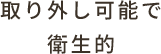 取り外し可能で衛生的